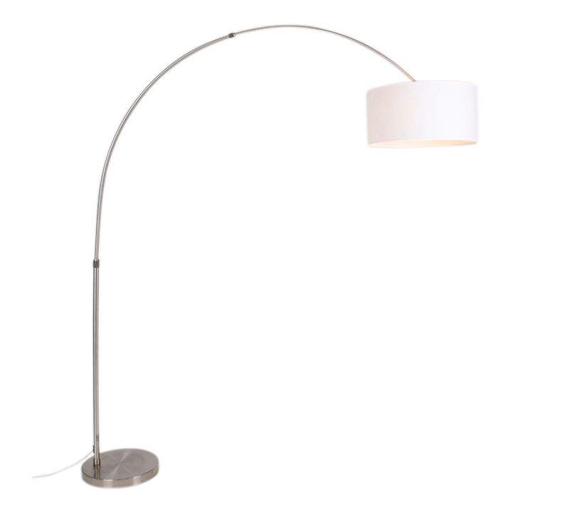 Lampe à Arc En Acier Avec Abat-jour En Tissu Blanc 50/50/25 Réglable - Xl