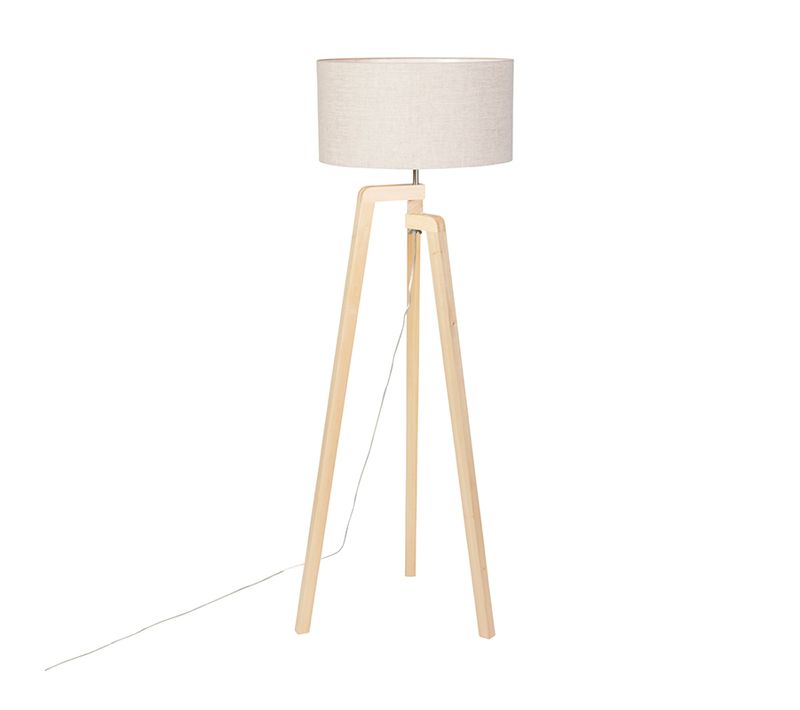 Lampadaire Tripode Bois Avec Abat-jour Poivre 50 Cm - Puros