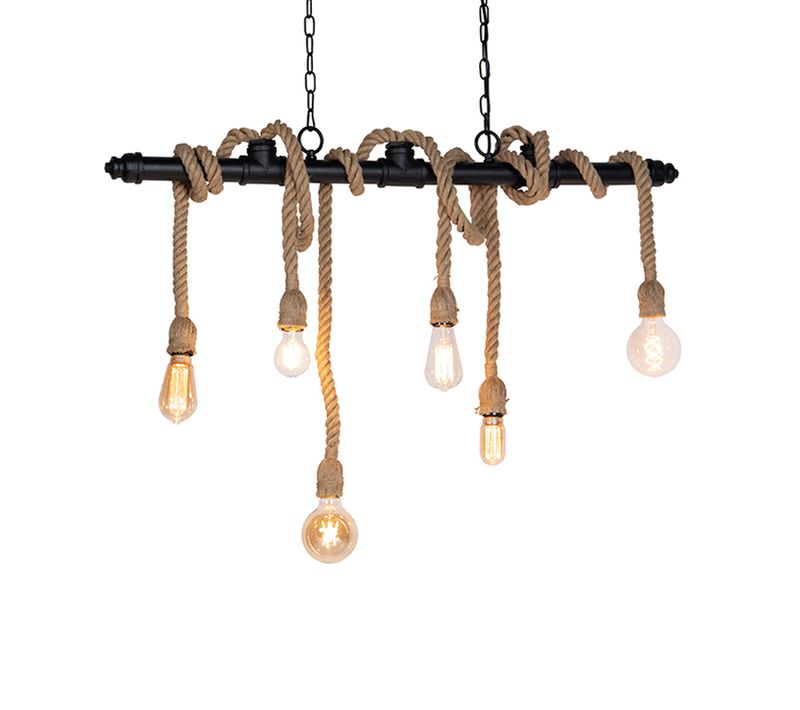 Suspension Industrielle Noire 6 Lumières - Plural