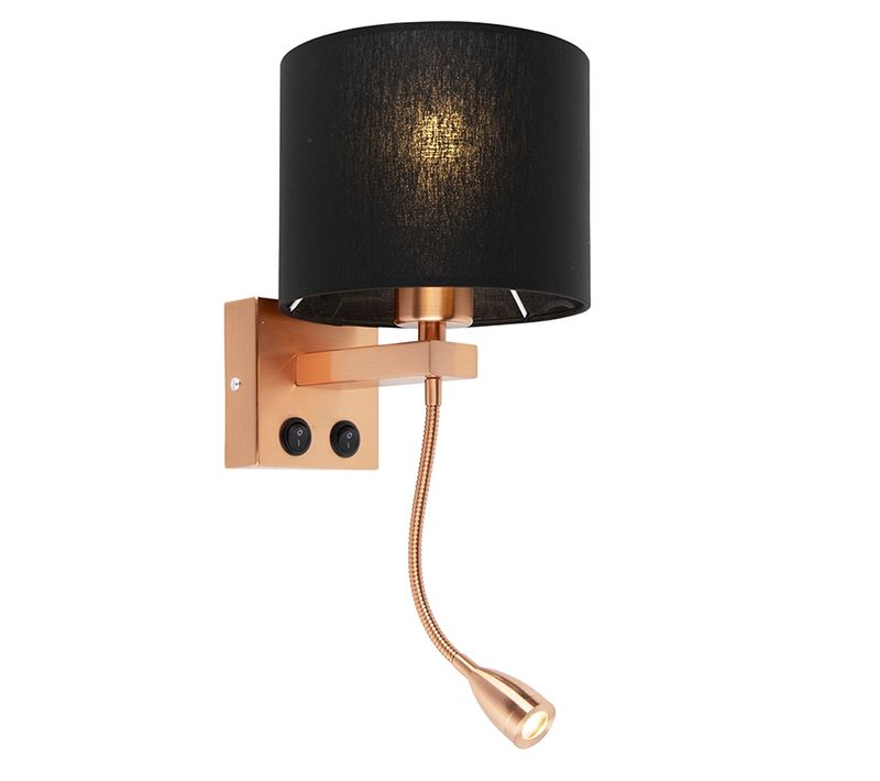 Applique Art Déco Cuivre Avec Abat-jour Noir - Brescia