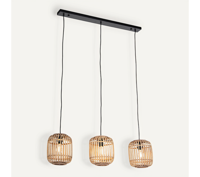 Suspension Rotin Rustique 3 Lumières - Manille