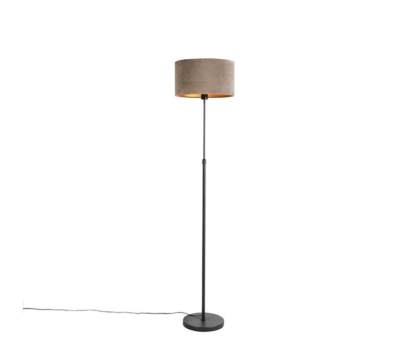 Lampadaire Noir Avec Abat-jour En Velours Taupe Avec Or 35 Cm - Parte