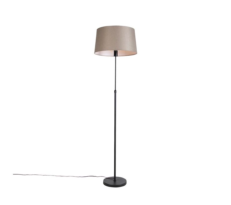 Lampadaire Noir Avec Abat-jour En Lin Taupe Réglable 45 Cm - Parte