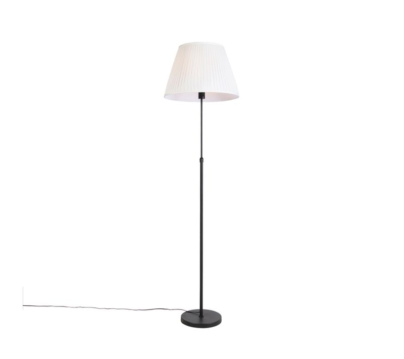 Lampadaire Noir Avec Abat-jour Plissé Crème 45 Cm Réglable - Parte