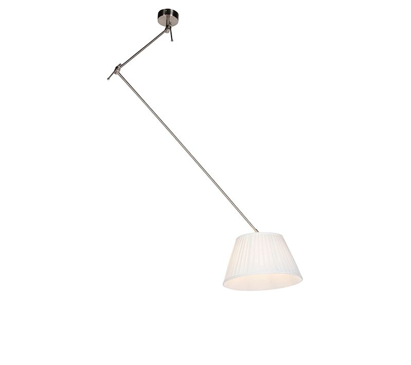 Suspension En Acier Avec Abat-jour Plissé Crème 35 Cm - Blitz