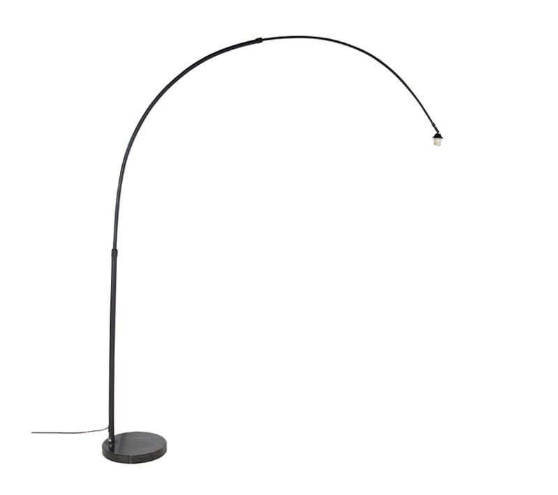Lampadaire à Arc Moderne Noir Avec Base En Marbre - XXL