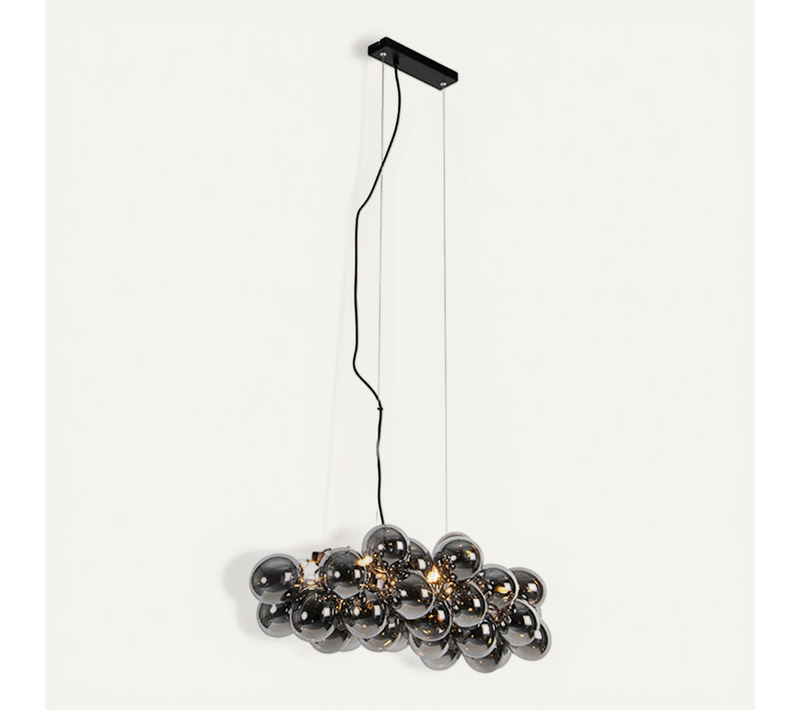 Suspension Art Déco Noire Avec Verre Fumé 8 Lumières - Uvas