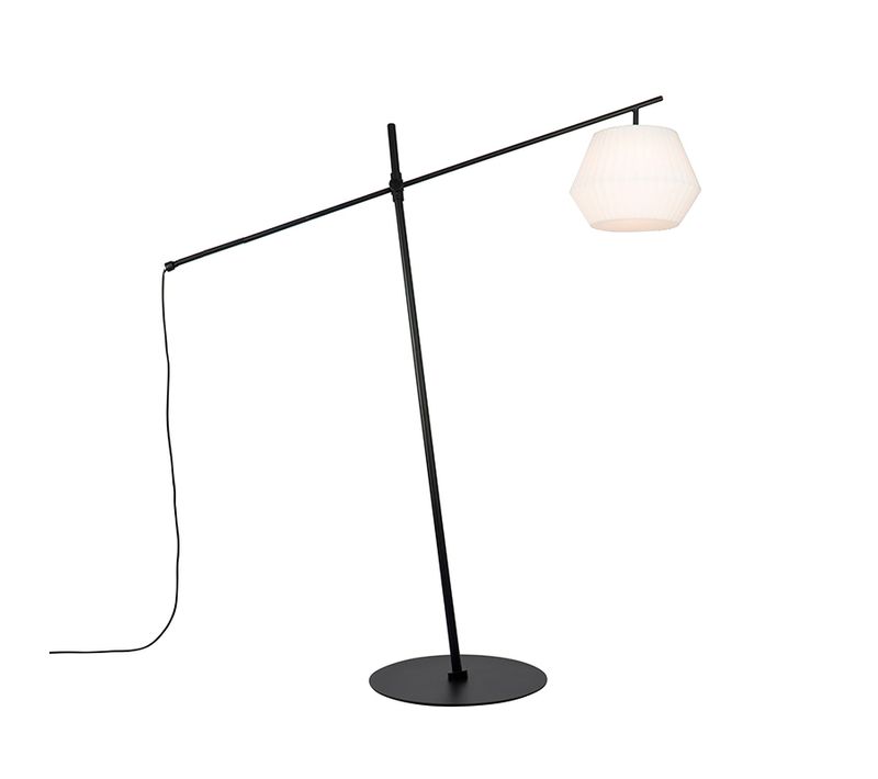 Lampadaire Design D'extérieur Noir Avec Abat-jour Blanc Ip44 - Robbert