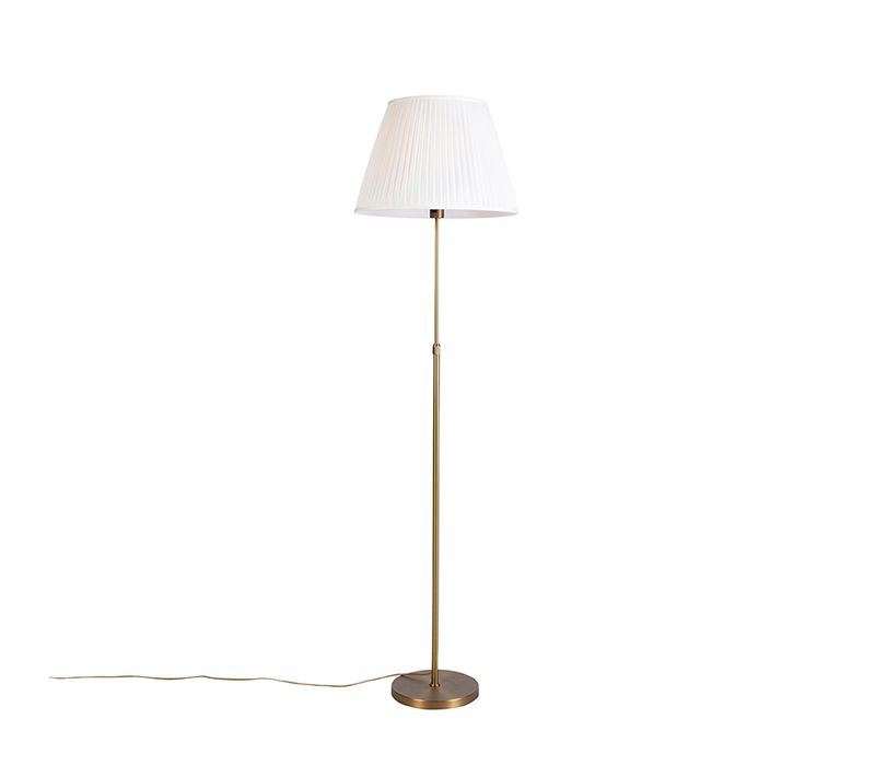 Lampadaire En Bronze Avec Abat-jour Plissé Crème 45 Cm Réglable - Parte