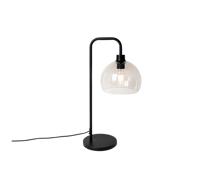 Lampe De Table Moderne Noire Avec Abat-jour Fumé - Maly