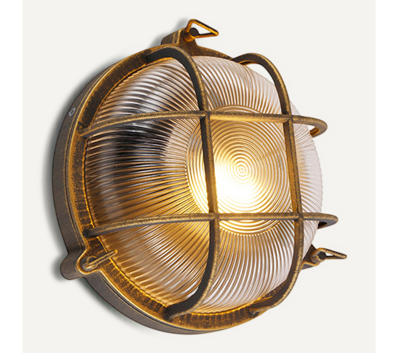 Applique Murale Et Plafonnier Or/laiton Ronde Ip44 - Noutica
