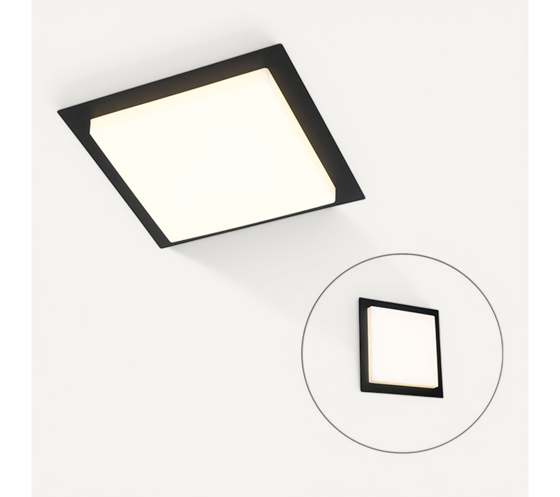 Plafonnier Moderne Noir Carré Avec LED Ip44 - Lys