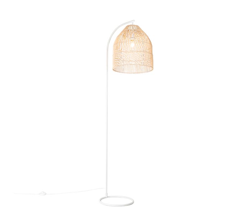Lampadaire Rustique Blanc Avec Rotin - Sam