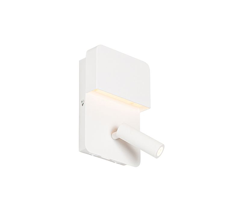 Applique Moderne Blanche Avec LED Avec USB Et Lampe De Lecture - Robin