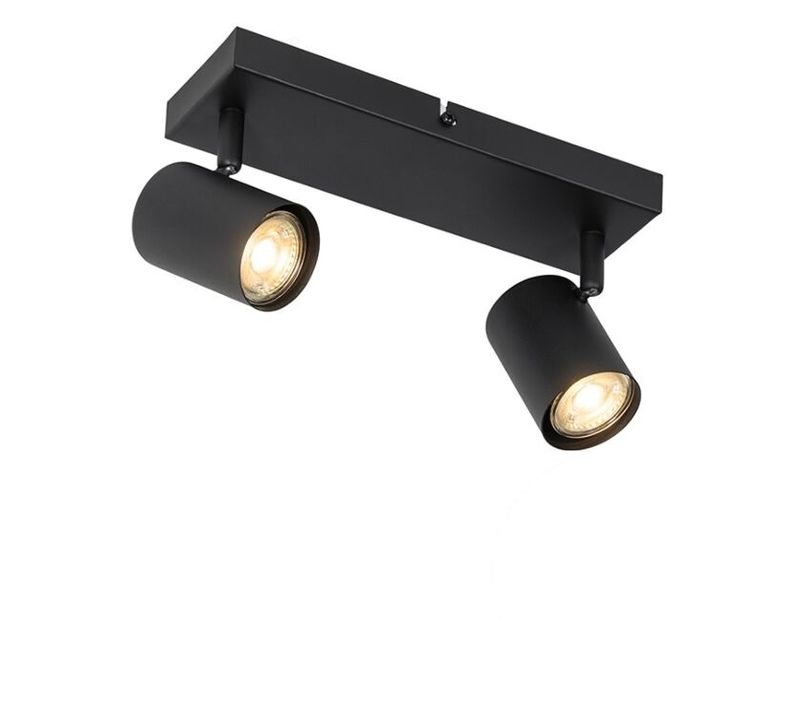 Plafonnier Moderne Noir 2 Lumières Réglable Rectangulaire - Jeana