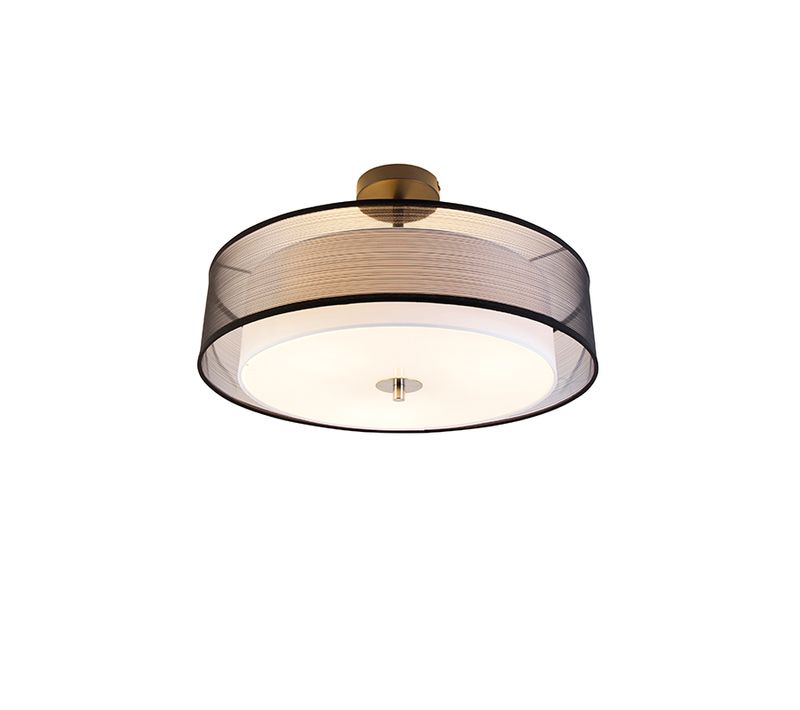 Plafonnier Moderne Noir Et Blanc 50 Cm 3 Lumières - Drum Duo