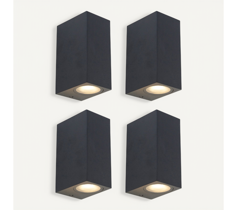 Lot De 4 Appliques Modernes Noires Ip44 - Baleno Ii