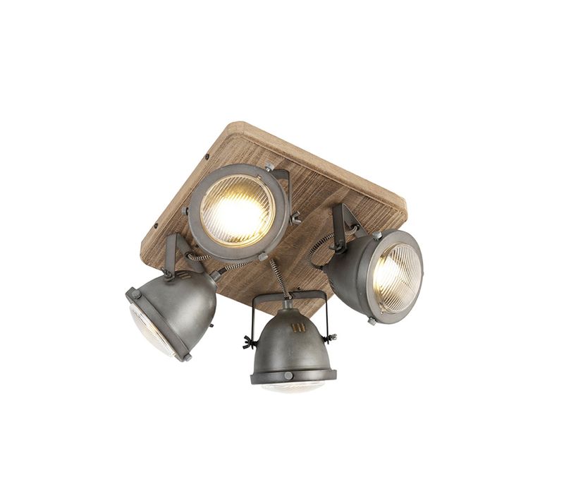 Plafonnier Intelligent En Acier Avec Bois Avec 4 Wifi Gu10 - Emado