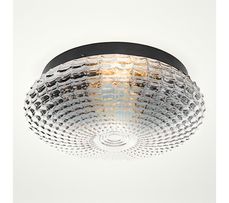 Plafonnier Classique Noir Avec Verre Fumé 30 Cm Ip44 - Nohmi