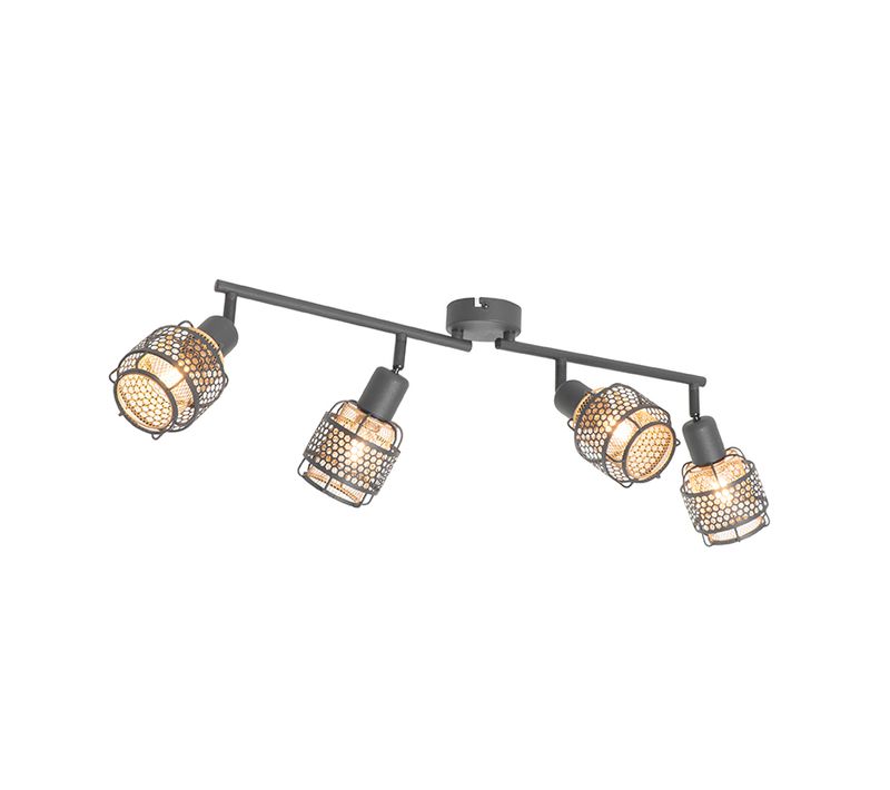 Plafonnier Design Noir Avec Or 4 Lumières Oblong - Noud