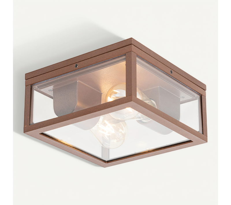 Plafonnier Industriel Brun Rouille Ip44 2 Lumières - Charlois