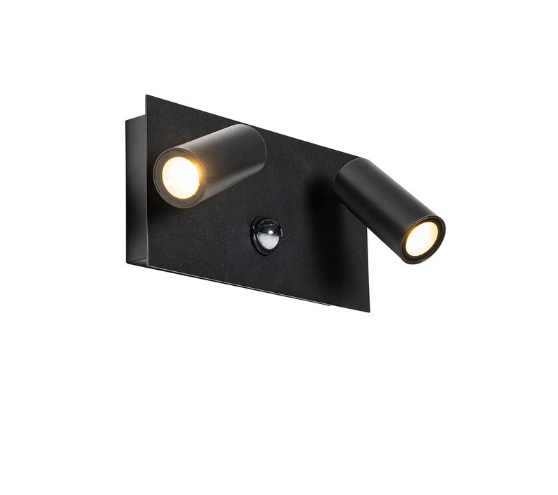 Applique D'extérieur Noire Avec Détecteur De Mouvement LED 2 Lumières - Simon
