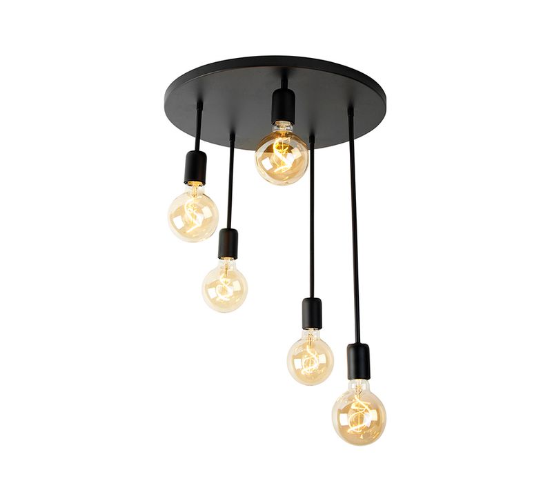 Plafonnier Moderne Noir 5 Lumières - Facil