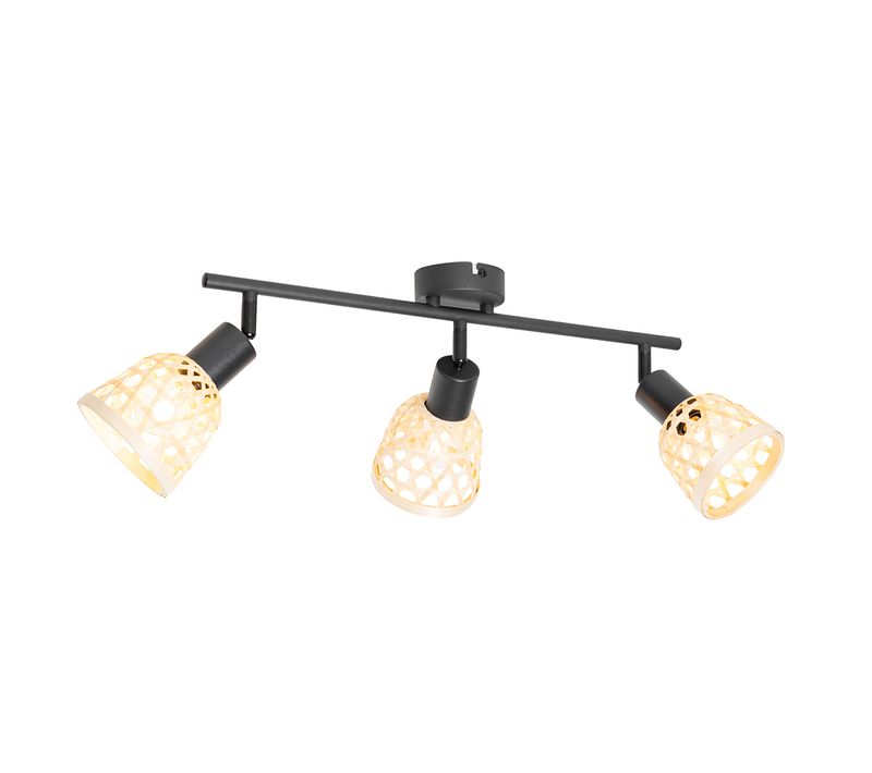 Spot Oriental Noir Avec Bambou 3 Lumières - Rayan