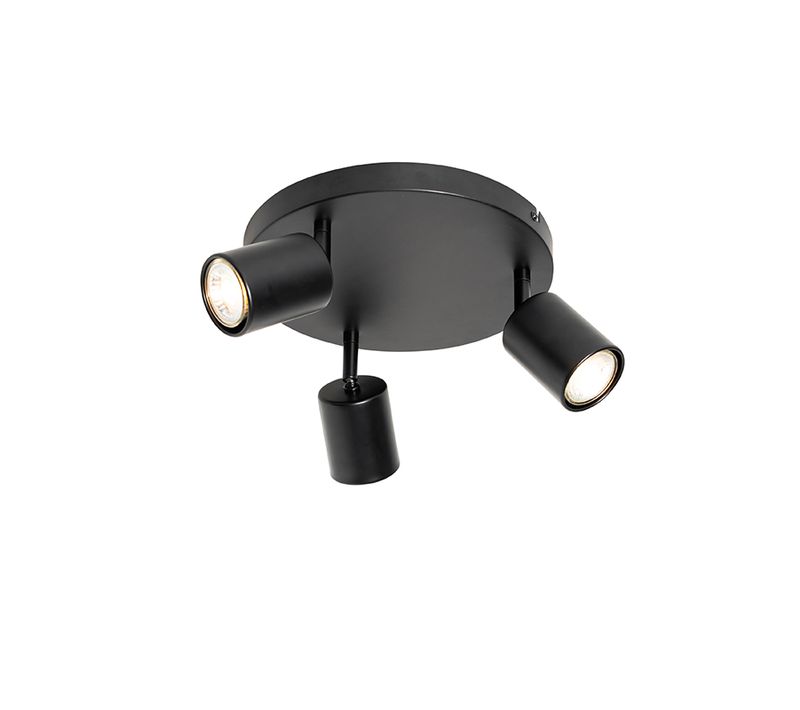 Plafonnier Moderne Noir Orientable Rond 3 Lumières - Java
