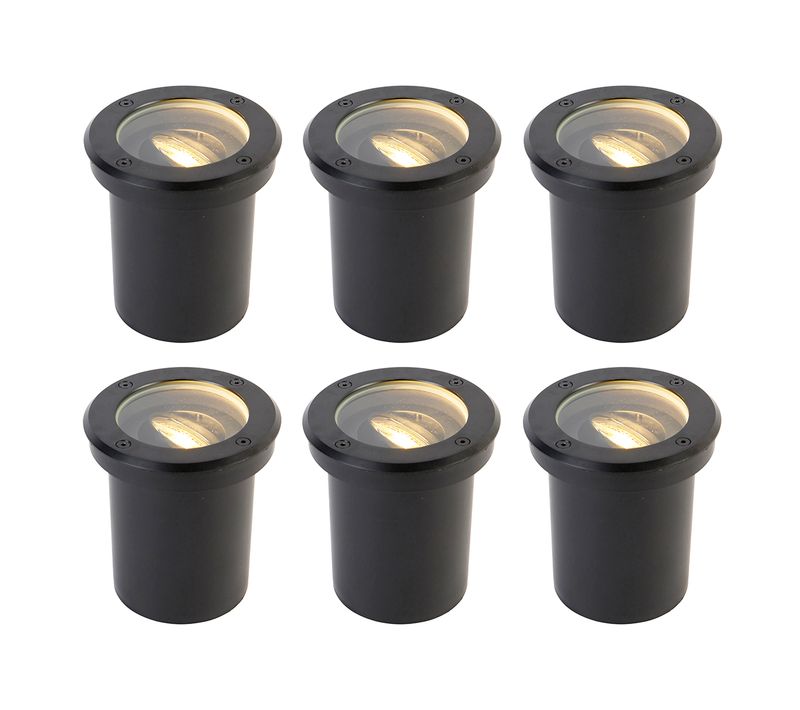 Lot De 6 Spots De Sol Extérieur Noir Orientable Ip65 - Delux