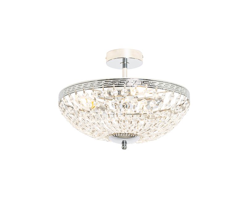 Plafonnier Classique En Acier Avec Cristal 3 Lumières - Mondrian