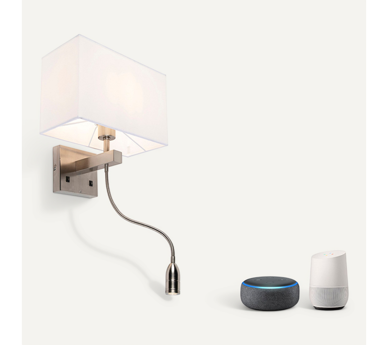 Applique Murale Smart En Acier Avec Abat-jour Blanc Crème Avec Wifi P45 - Bergamo