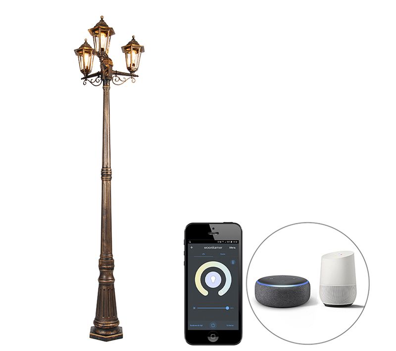 Lanterne D'extérieur Intelligente Or 3 Lumières Avec Wifi St64 - New Haven