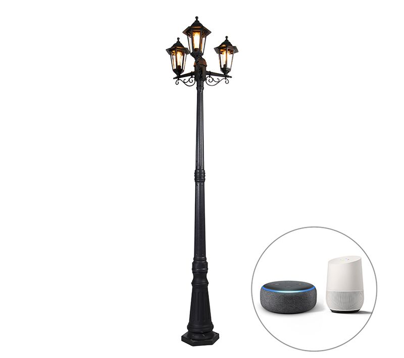 Lanterne D'extérieur Intelligente Noire 3 Lumières Avec Wifi St64 - New Haven