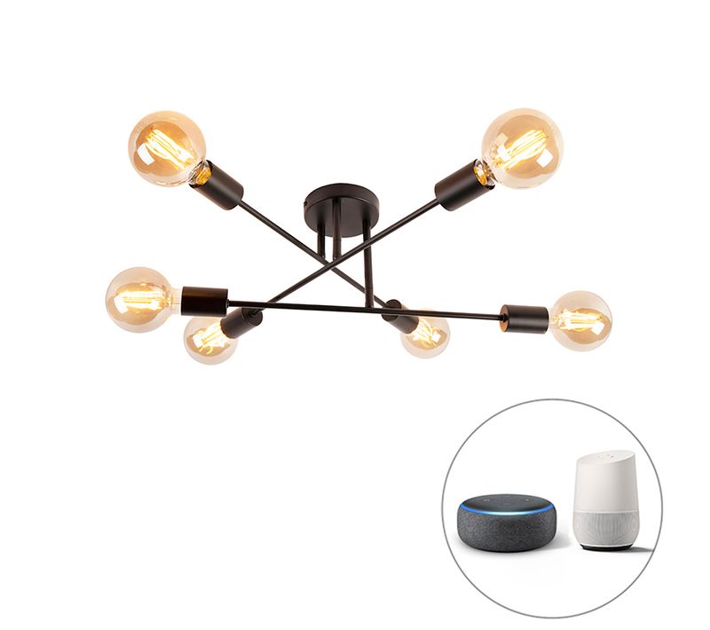 Plafonnier Intelligent Noir 6 Lumières Avec Wifi G95 - Sydney Bondi
