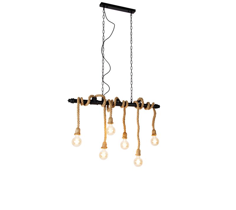 Suspension Intelligente Noire 6 Lumières Avec Wifi G95 - Plural