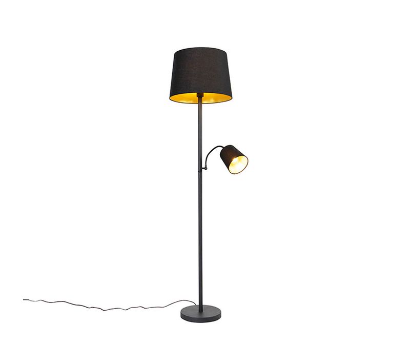 Lampadaire Intelligent Noir Avec Or, Avec Wifi A60 Et E14 - Retro
