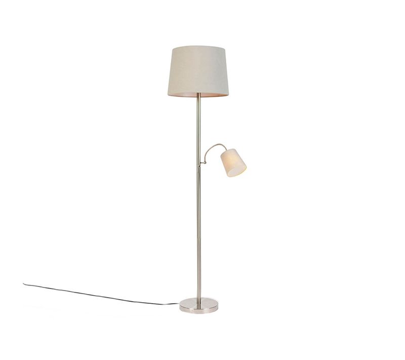 Lampadaire Intelligent En Acier Avec Abat-jour Gris Avec Wifi A60 Et E14 - Rétro