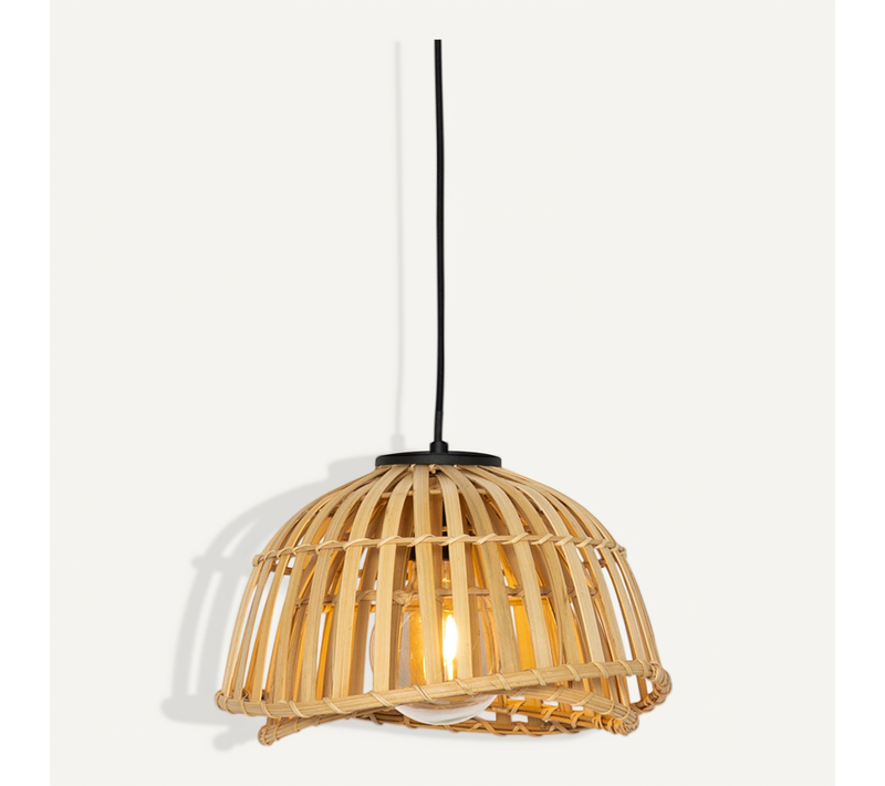 Lampe à Suspension Orientale Noire Avec Bambou Naturel 30 Cm - Pua