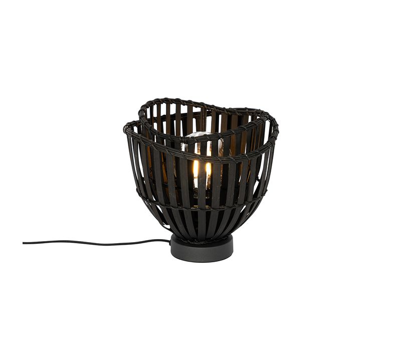 Lampe De Table Orientale En Bambou Noir - Pua