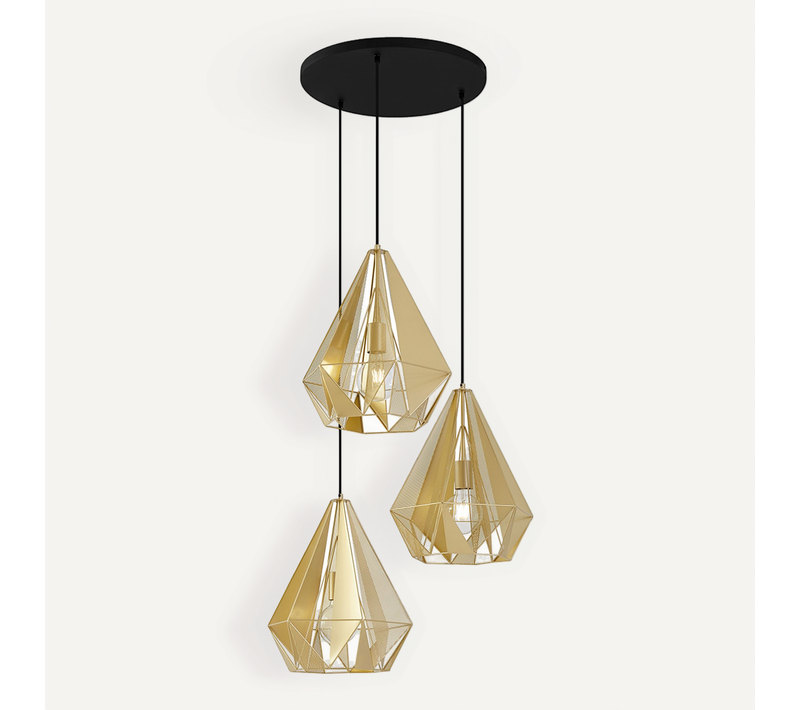 Lampe à Suspension Industrielle Dorée Avec Maille 3 Lumières - Carcass