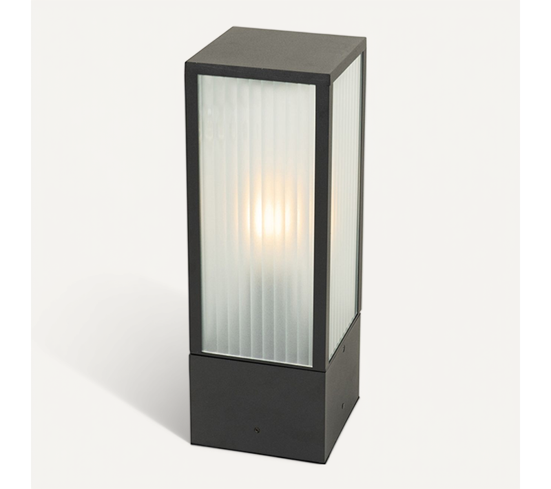 Lampadaire D'extérieur Noir Avec Verre Nervuré 40 Cm Ip44 - Charlois