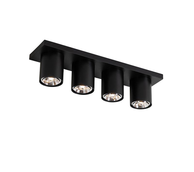 Plafonnier Spot Moderne Noir 4 Lumières - Tubo