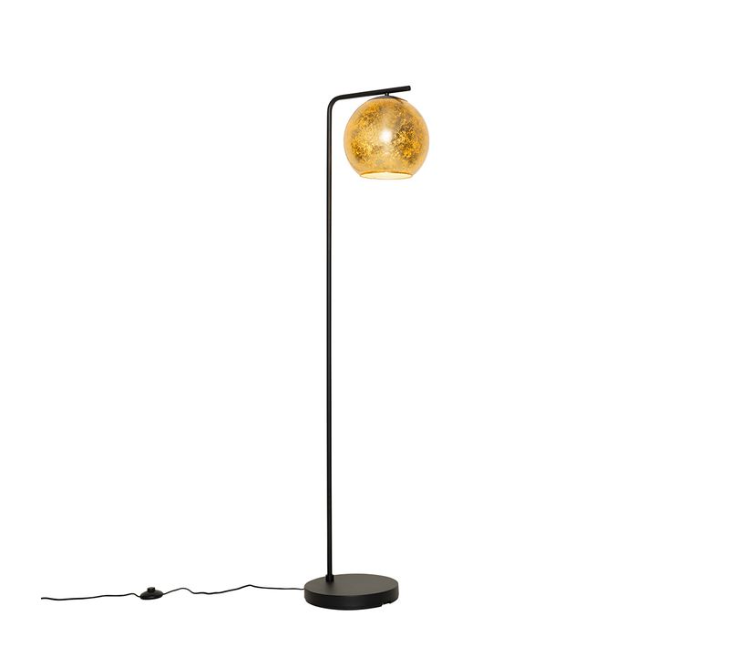 Lampadaire Design Noir Avec Verre Doré - Bert