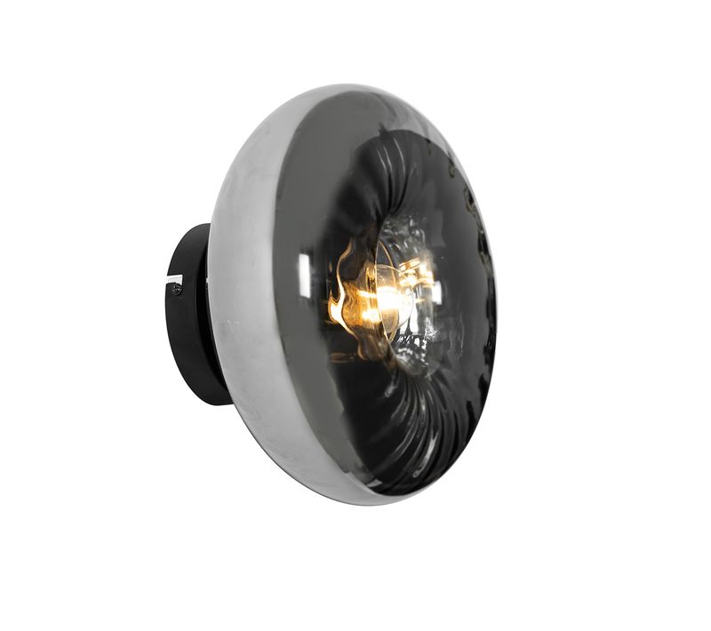 Applique Art Déco Noire Avec Verre Fumé - Ayesha