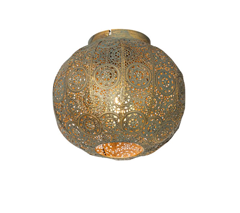 Plafonnier Oriental Doré Et Vert 28,5 Cm - Baloo