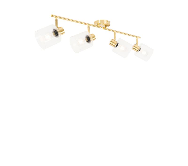 Spot De Plafond Doré Avec Verre 4 Lumières Orientables - Laura