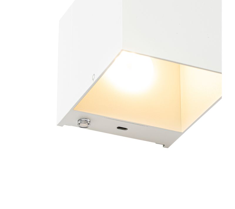 Applique Blanche Avec LED Et Variateur Tactile Rechargeable - Joris