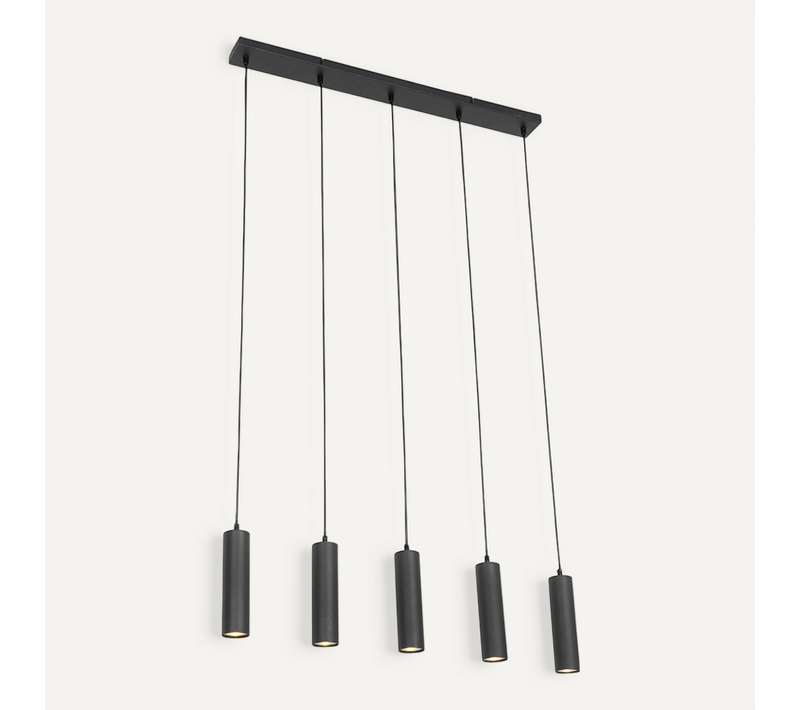Suspension Intelligente Noire Avec 5 Gu10 Wifi - Jeana