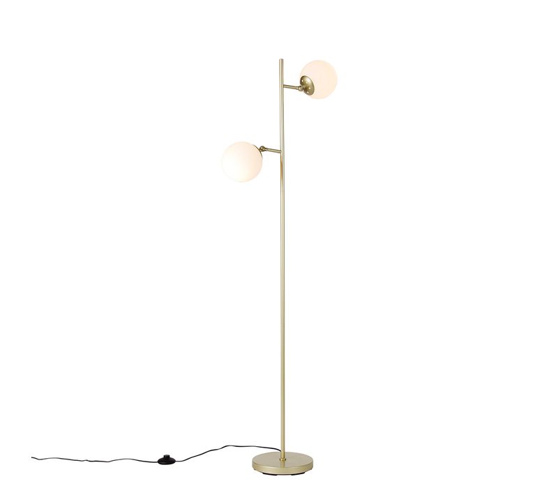 Lampadaire Intelligent Doré Avec Verre Givré, 2 Ampoules Wifi P45 Incluses - Pallon